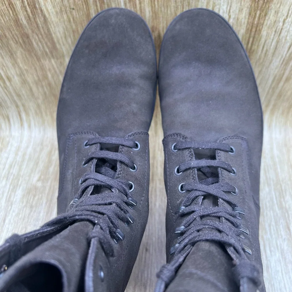 Tod's Combat Field Boots Men's Size 9 Dark Brown Suede Leather Lined Italy
